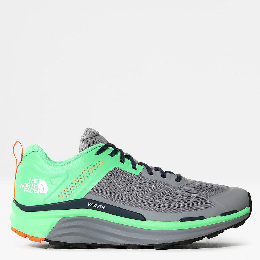 The North Face Vectiv Enduris Ανδρικα Παπούτσια Για Trail Τρέξιμο - Γκρι / Πρασινο (UGJA30462)